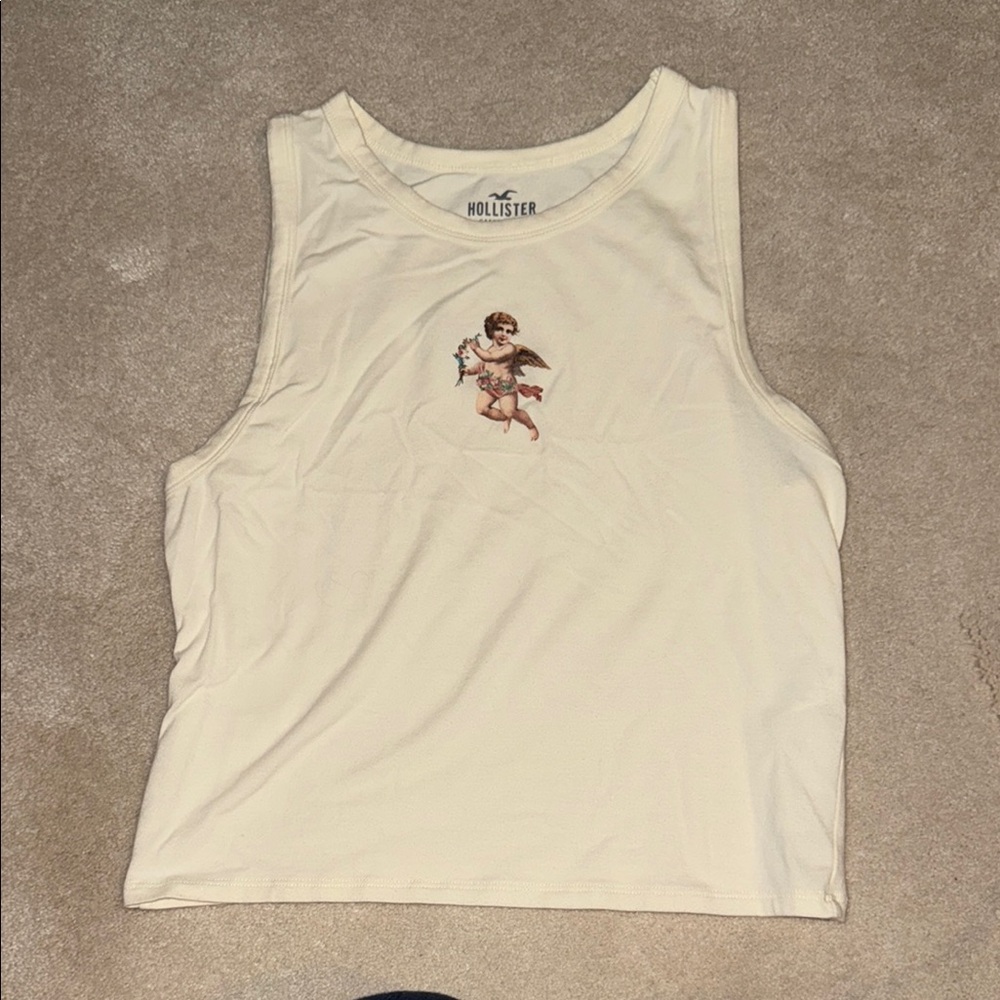 Hollister Ivory Tank with Angel Print